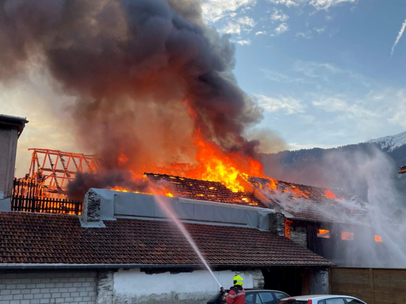 Devastating Fire Ravages Stables and Homes in Domat/Ems GR